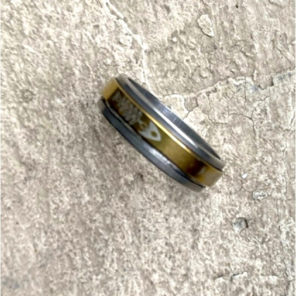 Unisex Gold and Silver Tone Spinner Fidget Ring